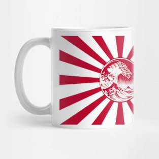 The Great Wave off Kanagawa on Japanese Flag Mug